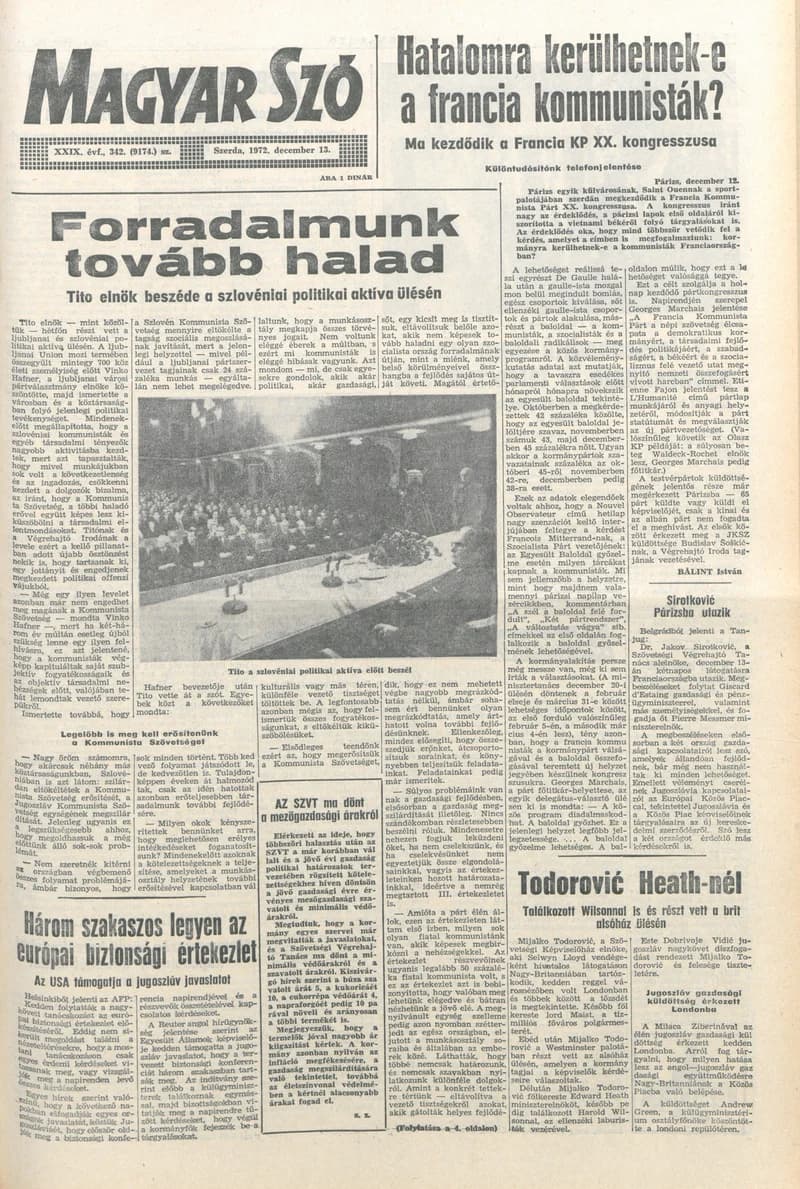 Magyar Szó, 29. évf. 1972. december 13. 342. sz. 1–20. oldal