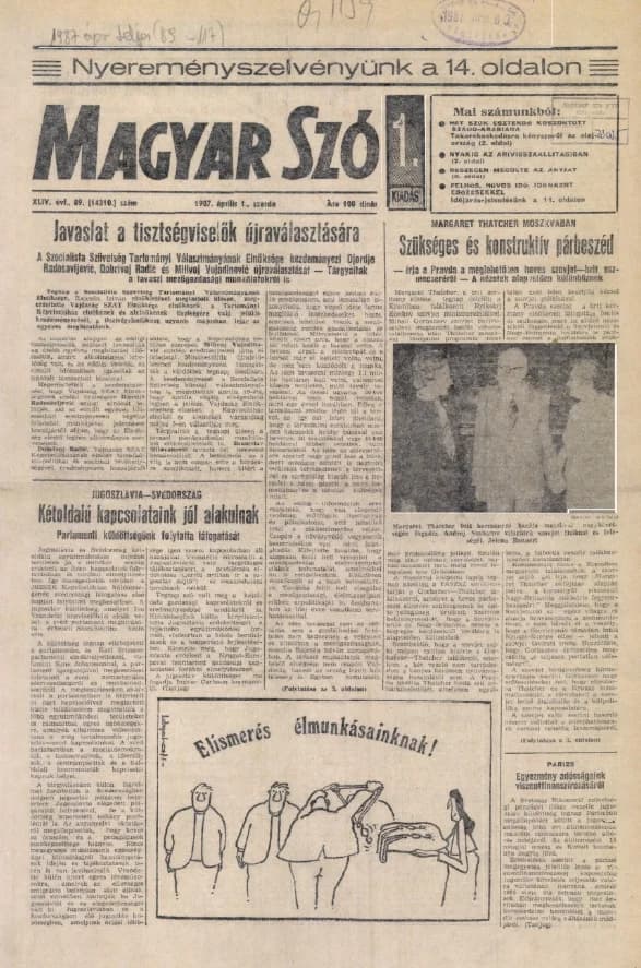 Magyar Szó, 44. évf. 1987. április 1. 89. sz. 1–16. oldal