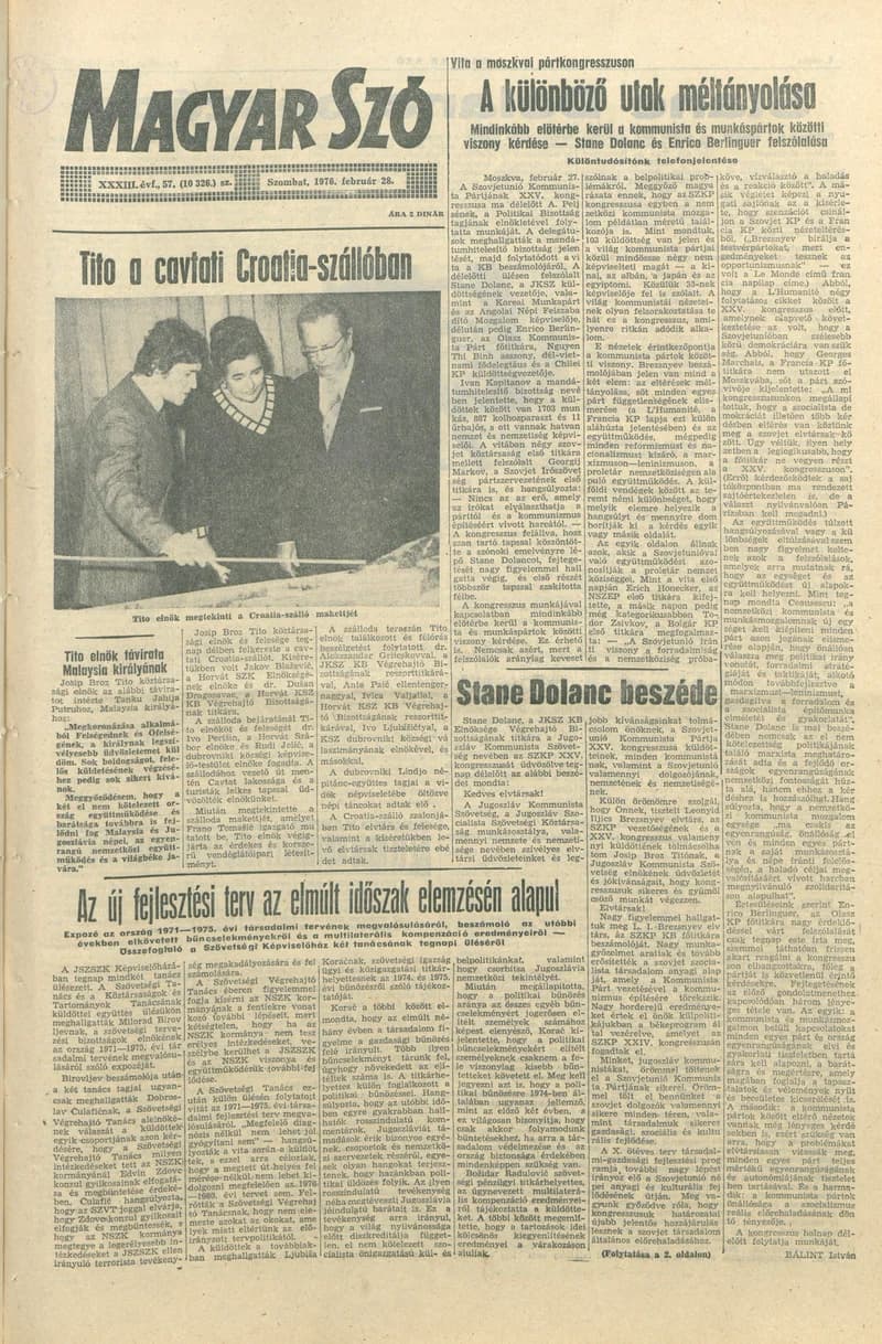 Magyar Szó, 33. évf. 1976. február 28. 57. sz. 1–20. oldal