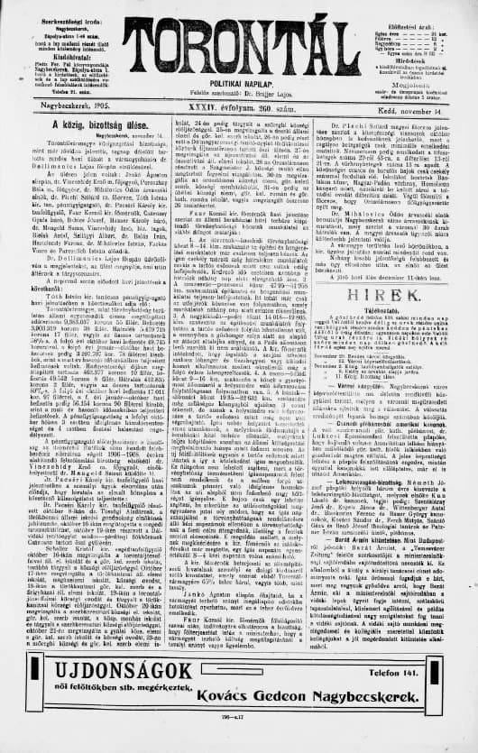 Torontál, 34. évf. 1905. november 14. 260. sz.