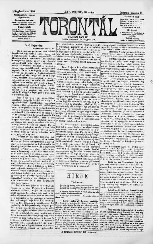 Torontál, 25. évf. 1896. március 19. 66. sz.