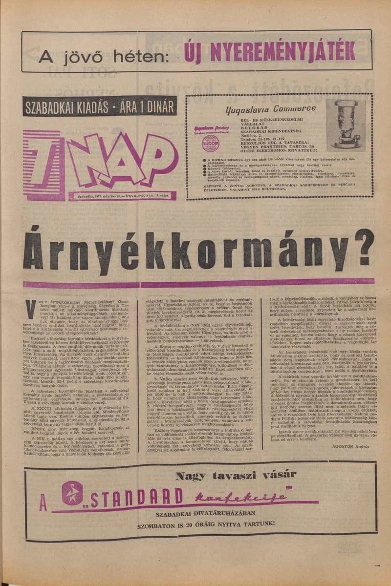 7 Nap, 27. évf. 1972. március 10. 10. sz. 1–28. oldal