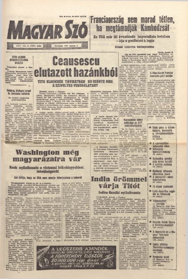Magyar Szó, 25. évf. 1968. január 6. 4. sz. 1–20. oldal