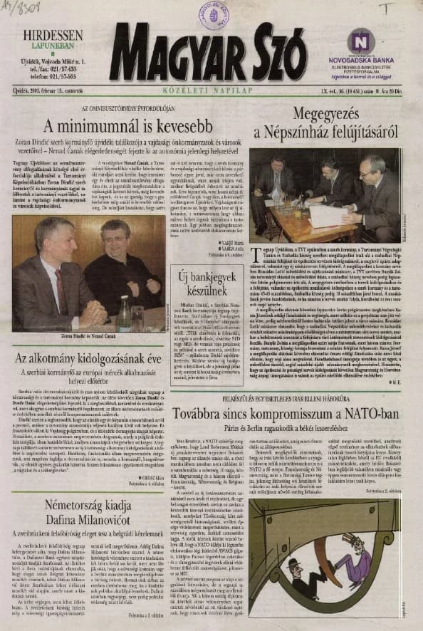 Magyar Szó, 60. évf. 2003. február 13. 36. sz. 1–16. oldal