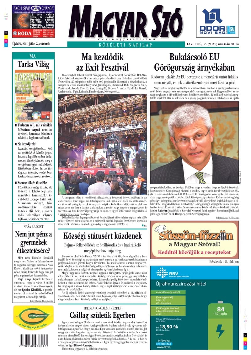 Magyar Szó, 68. évf. 2011. július 7. 155. sz. 1–20. oldal