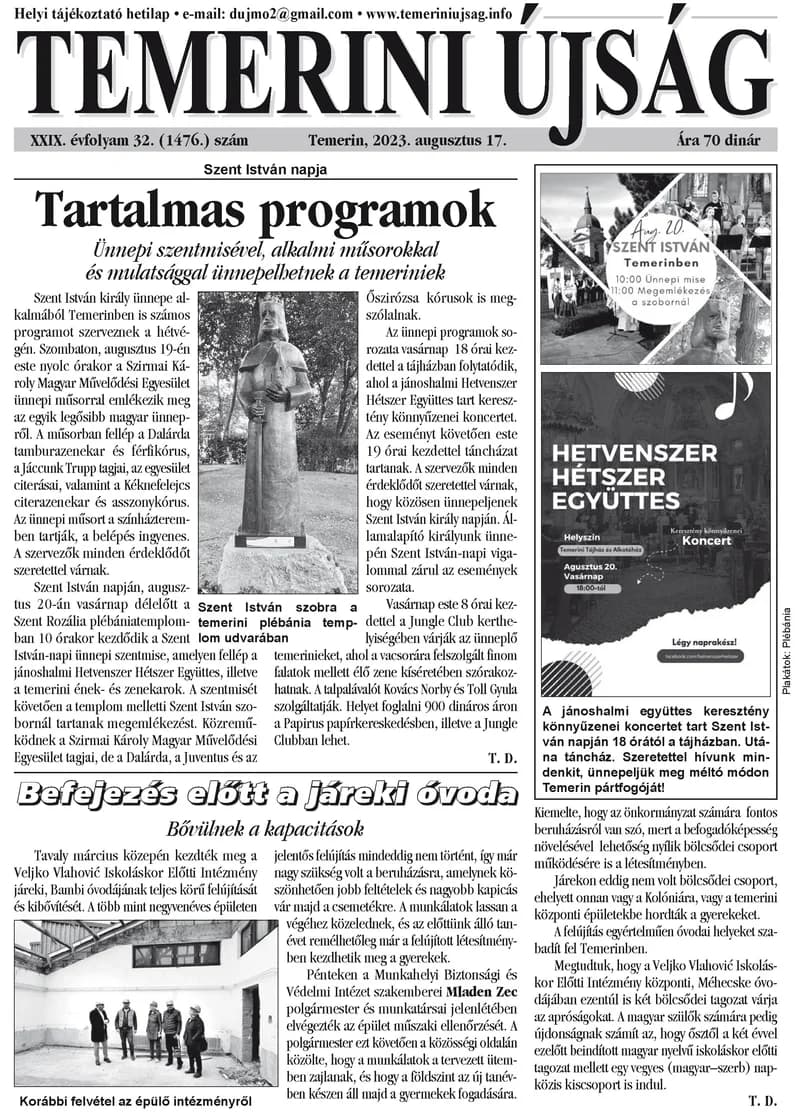 Temerini Újság, 29. évf. 2023. április 17. 32. sz.