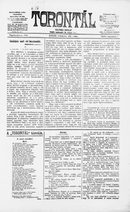 Torontál, 33. évf. 1904. augusztus 1. 174. sz.