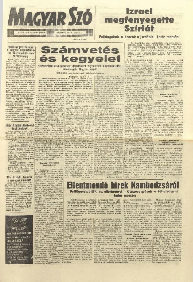 Magyar Szó, 27. évf. 1970. április 4. 92. sz. 1–20. oldal
