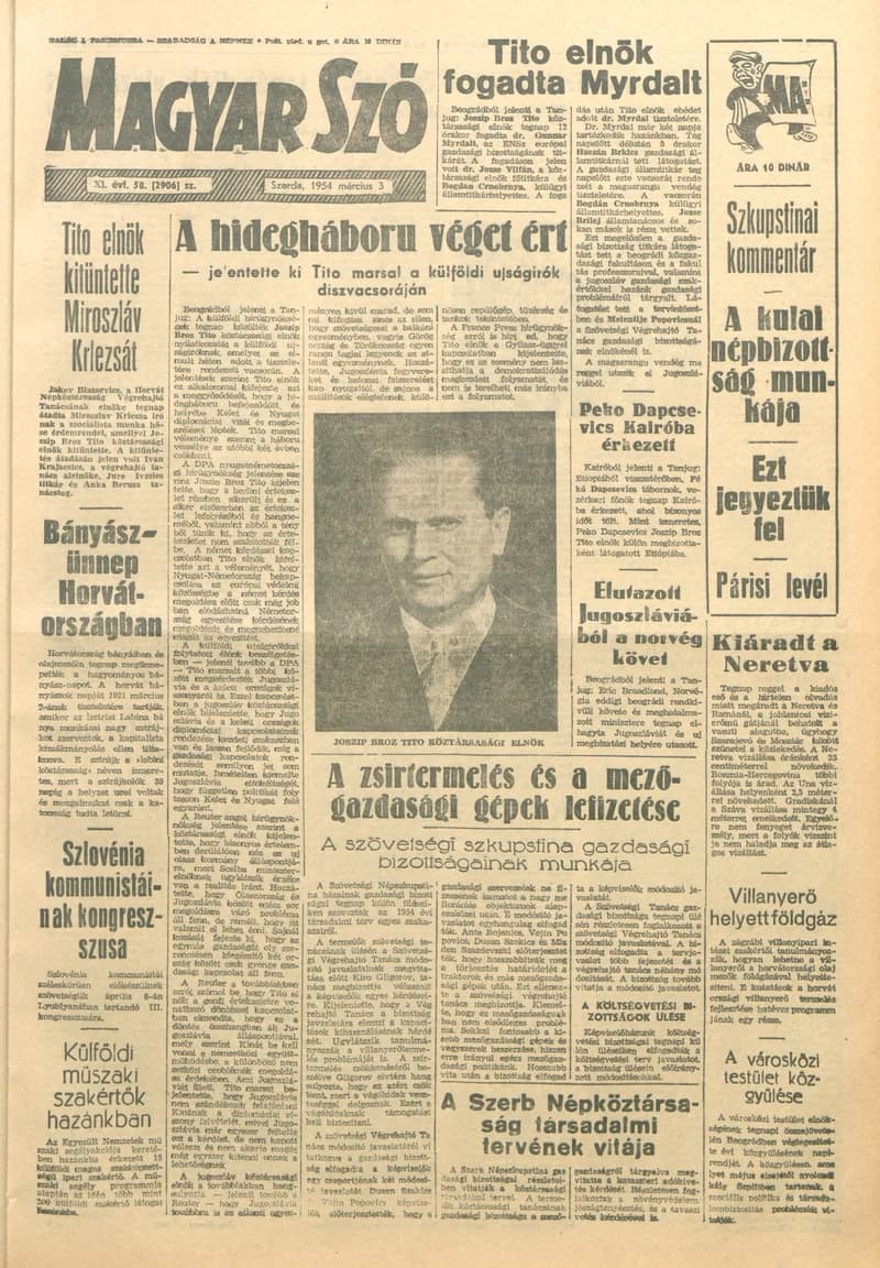 Magyar Szó, 11. évf. 1954. március 3. 58. sz. 1–8. oldal