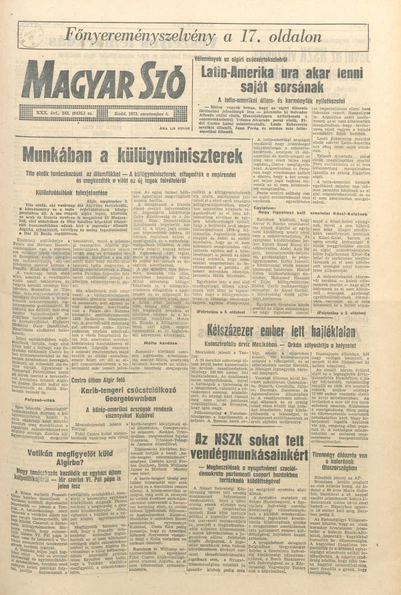 Magyar Szó, 30. évf. 1973. szeptember 4. 243. sz. 1–20. oldal