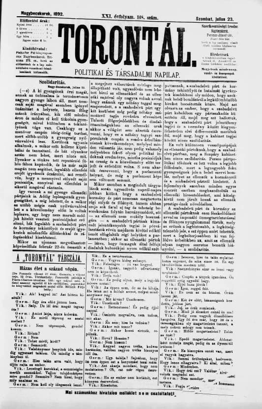Torontál, 21. évf. 1892. július 23. 148. sz.