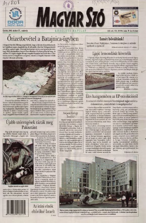 Magyar Szó, 62. évf. 2005. október 27. 253. sz. 1–20. oldal