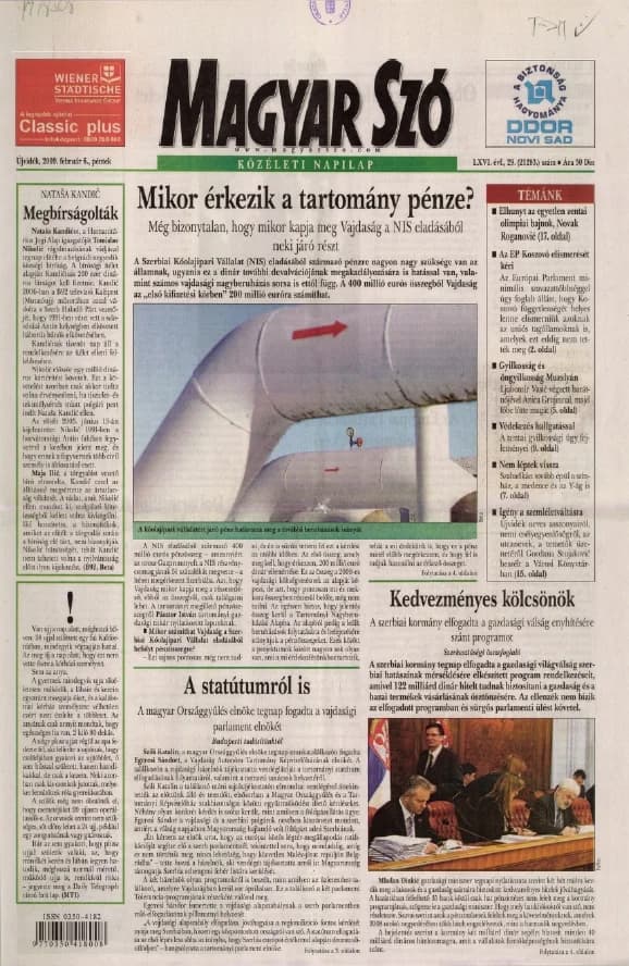 Magyar Szó, 66. évf. 2009. február 6. 29. sz. 1–20. oldal