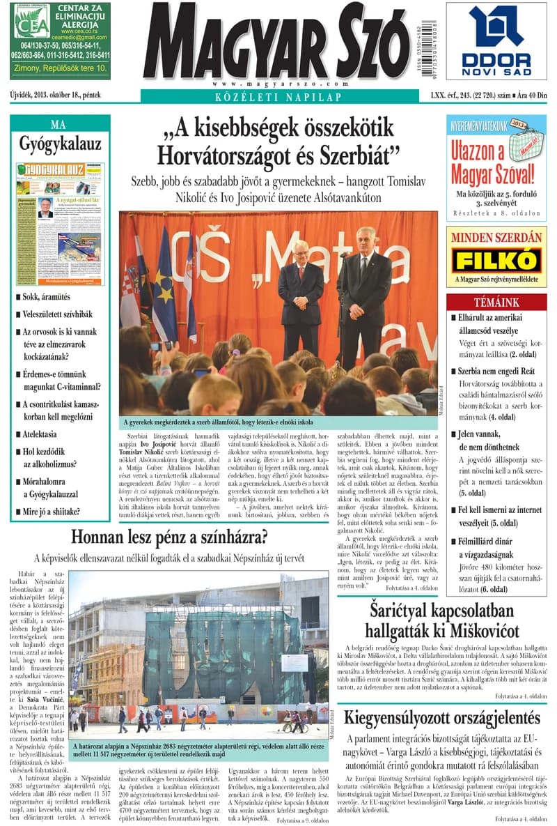 Magyar Szó, 70. évf. 2013. október 18. 243. sz. 1–16. oldal