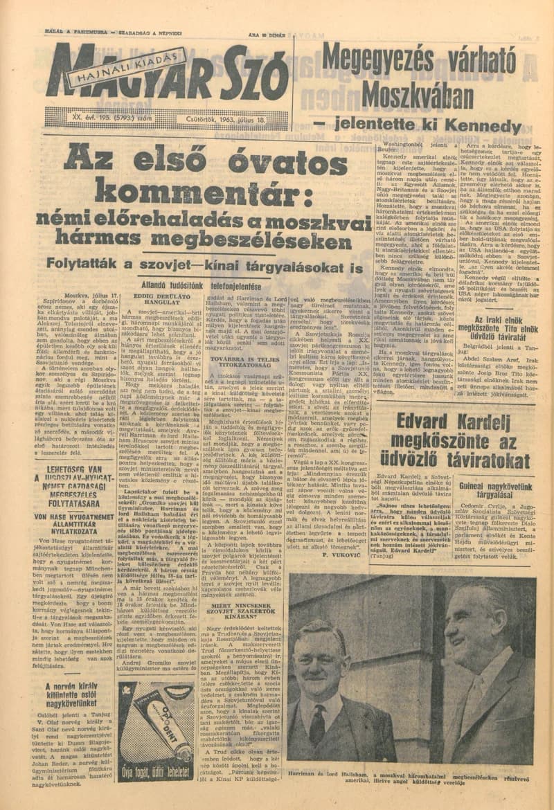 Magyar Szó, 20. évf. 1963. július 18. 195. sz. 1–14. oldal