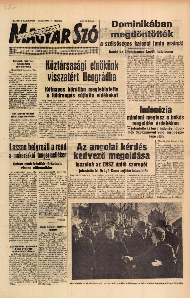 Magyar Szó, 19. évf. 1962. január 20. 18. sz. 1–12. oldal