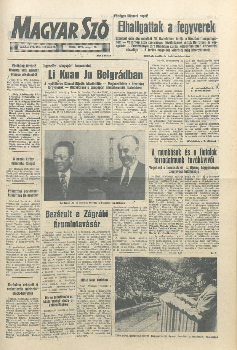 Magyar Szó, 32. évf. 1975. szeptember 22. 261. sz.