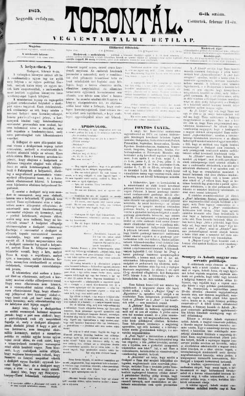 Torontál, 4. évf. 1875. február 11. 6. sz.