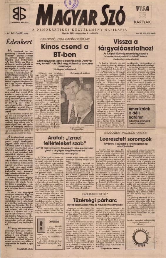 Magyar Szó, 50. évf. 1993. szeptember 9. 245. sz. 1–16. oldal