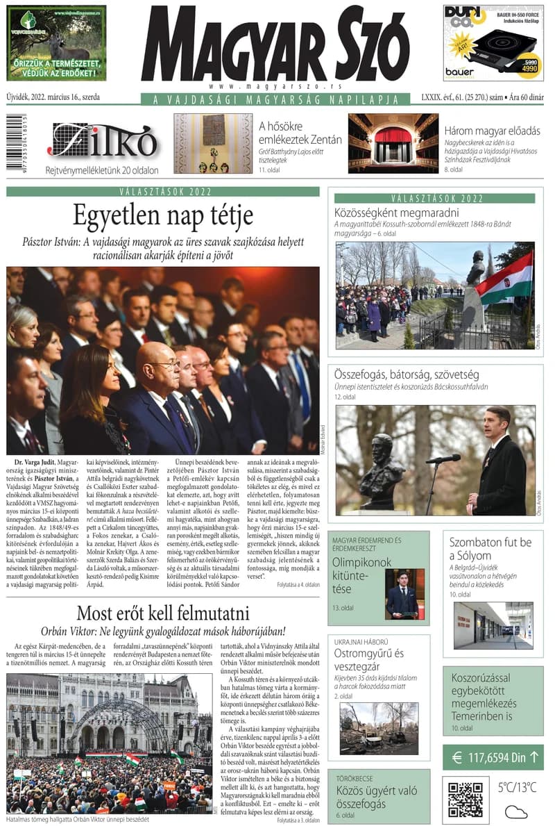 Magyar Szó, 79. évf. 2022. március 16. 61. sz. 1–16. oldal