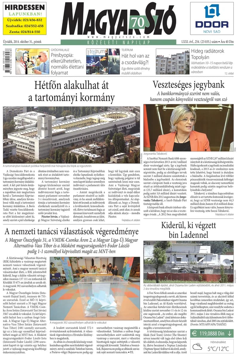 Magyar Szó, 71. évf. 2014. október 31. 254. sz. 1–16. oldal