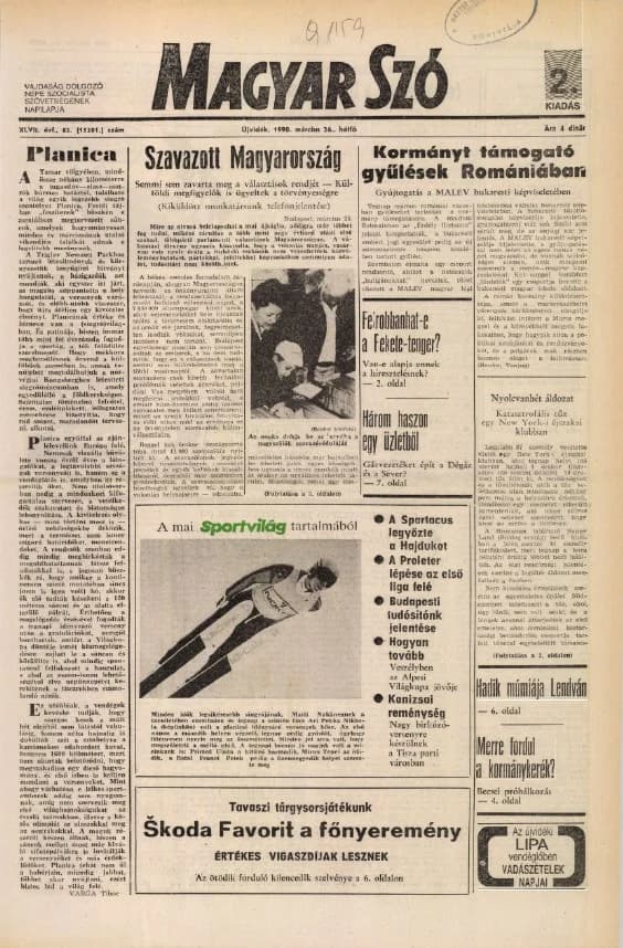 Magyar Szó, 47. évf. 1990. március 26. 83. sz. 1–20. oldal