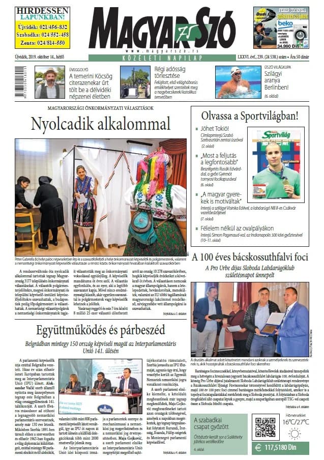 Magyar Szó, 76. évf. 2019. október 14. 239. sz. 1–12. oldal