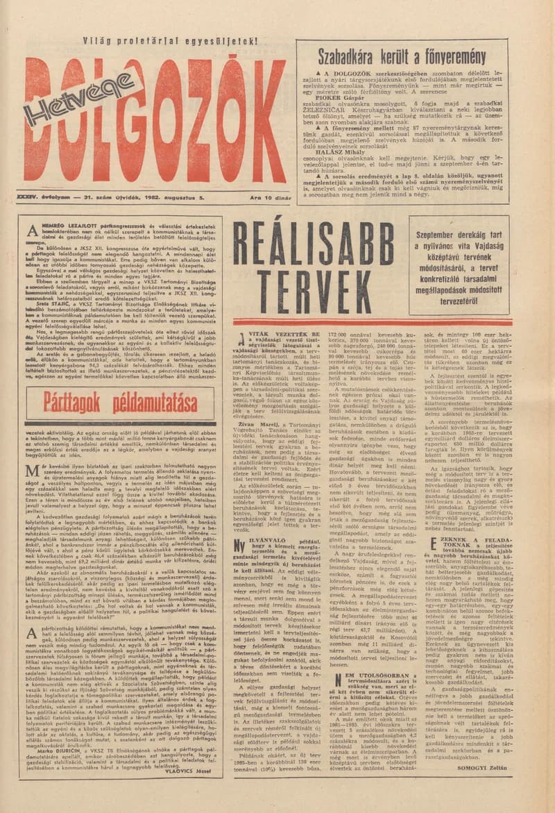 Dolgozók, 36. évf. 1982. augusztus 5. 31. sz.