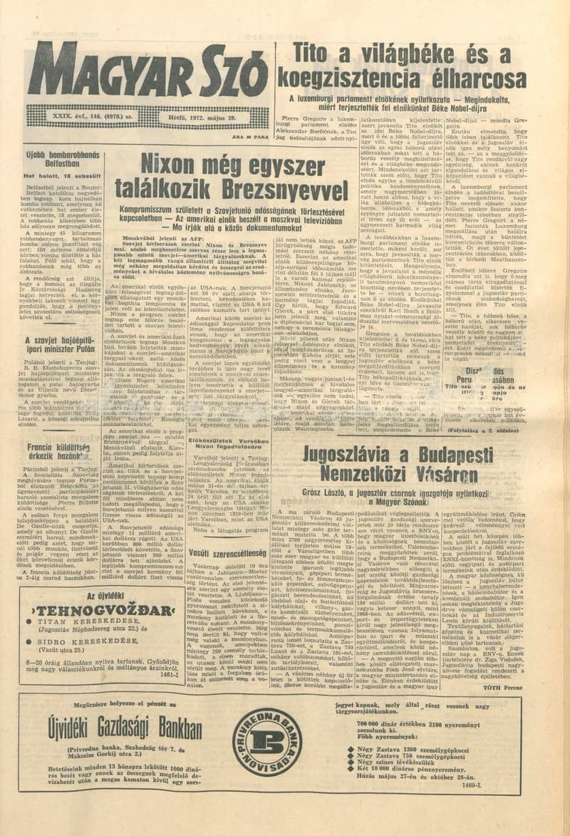 Magyar Szó, 29. évf. 1972. május 29. 146. sz. 1–10. oldal