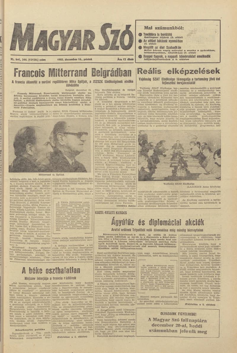 Magyar Szó, 40. évf. 1983. december 16. 344. sz.