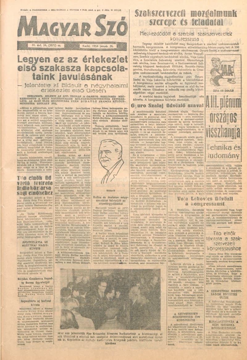 Magyar Szó, 11. évf. 1954. január 26. 24. sz. 1–12. oldal