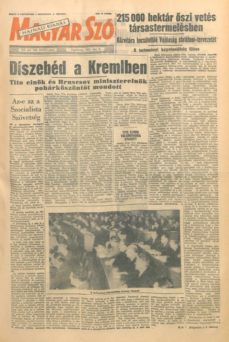 Magyar Szó, 19. évf. 1962. december 9. 338. sz. 1–24. oldal