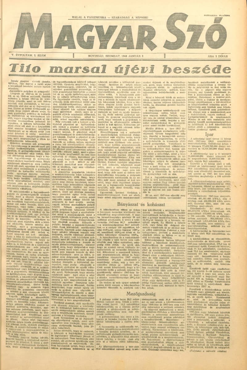 Magyar Szó, 5. évf. 1948. január 3. 2. sz. 1–6. oldal