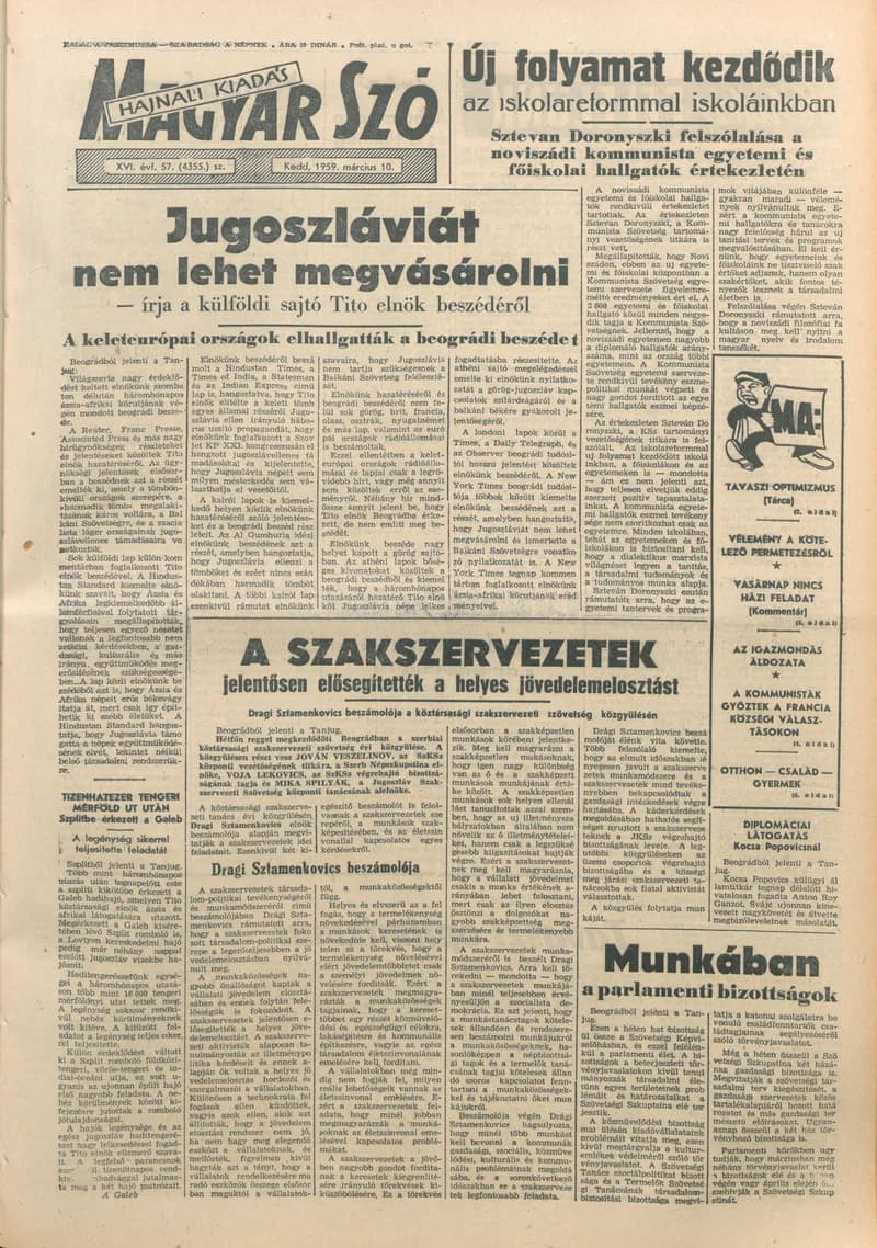 Magyar Szó, 16. évf. 1959. március 10. 57. sz. 1–16. oldal