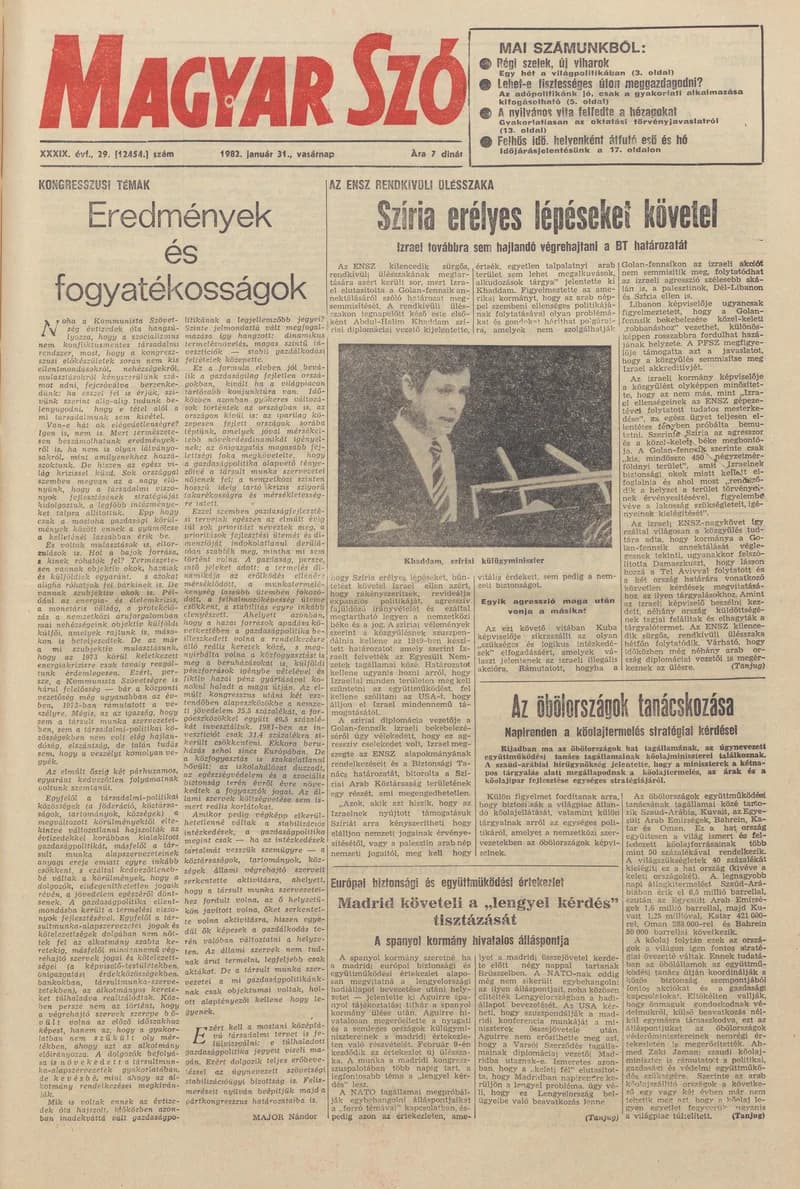 Magyar Szó, 39. évf. 1982. január 31. 29. sz. 1–28. oldal