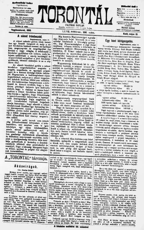 Torontál, 27. évf. 1898. május 10. 106. sz.