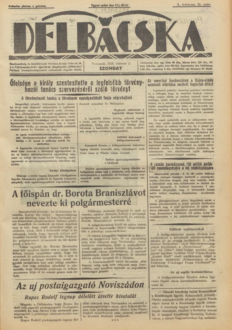 Délbácska, 10. évf. 1929. február 2. 28. sz.