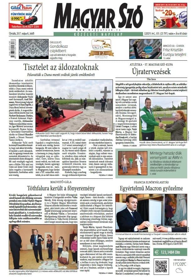 Magyar Szó, 74. évf. 2017. május 8. 103. sz. 1–20. oldal