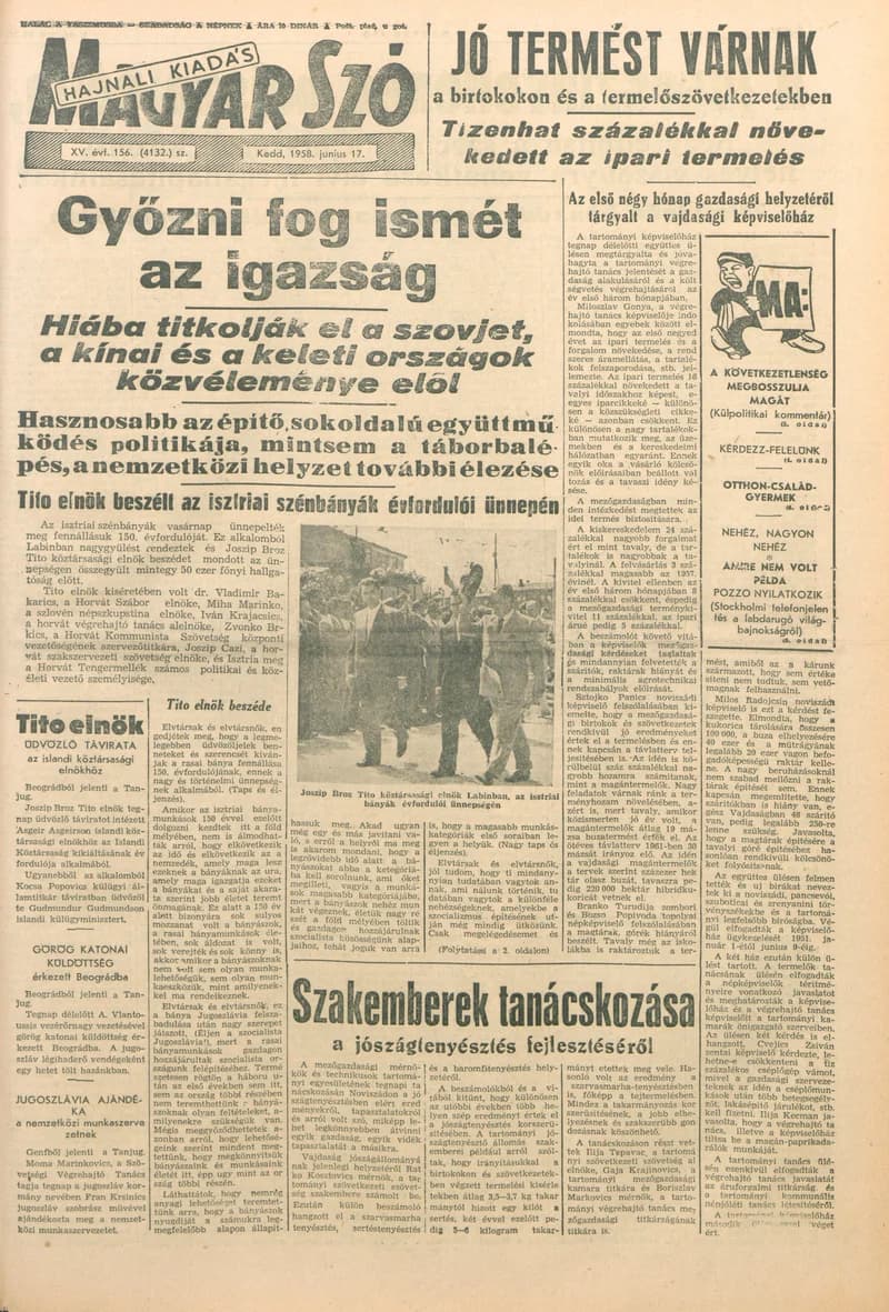 Magyar Szó, 15. évf. 1958. június 17. 156. sz. 1–16. oldal