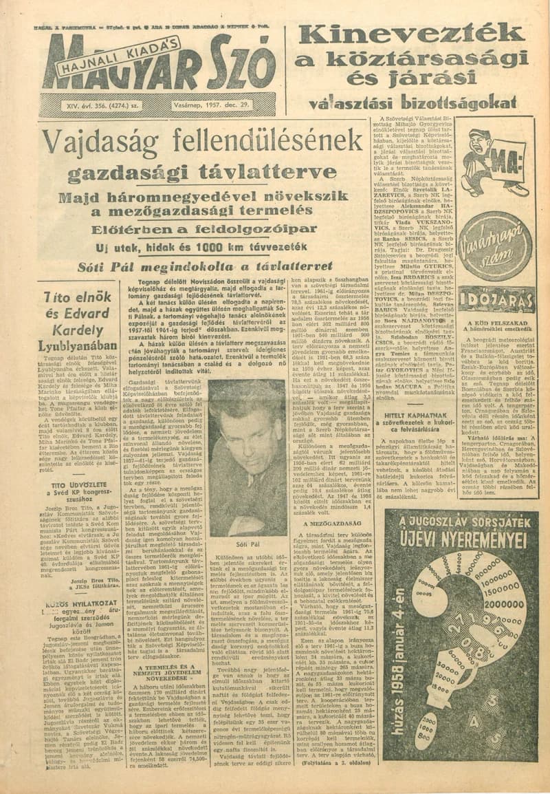 Magyar Szó, 14. évf. 1957. december 29. 356. sz. 1–22. oldal