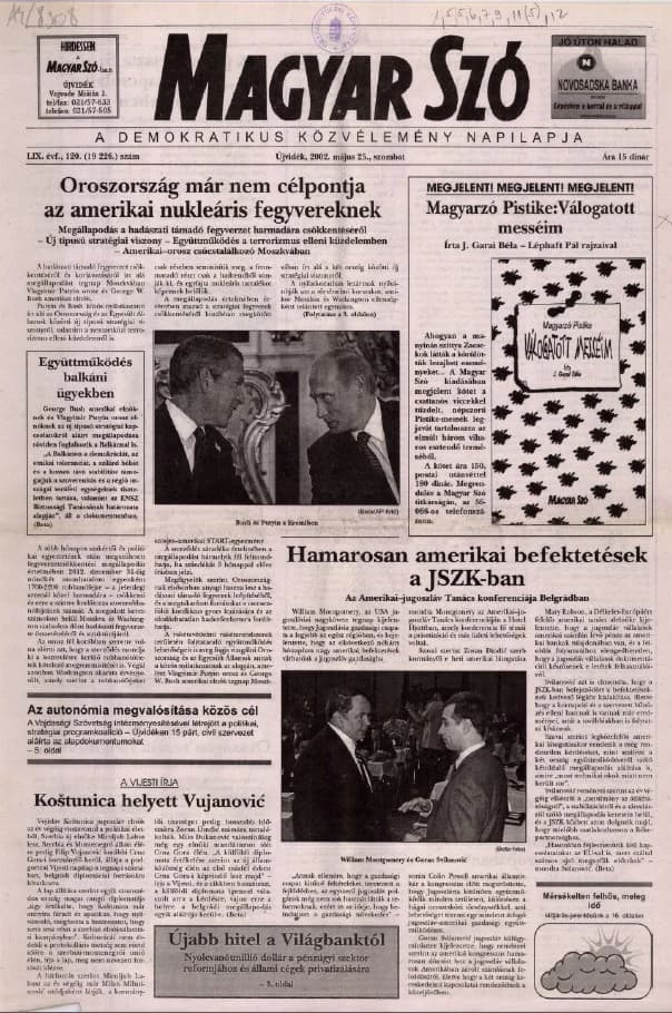 Magyar Szó, 59. évf. 2002. május 25. 120. sz. 1–16. oldal