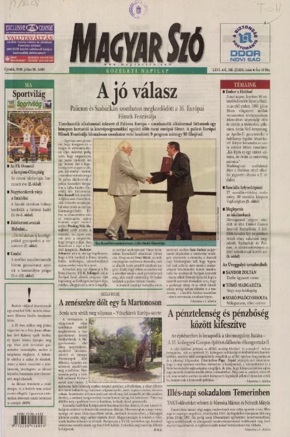 Magyar Szó, 66. évf. 2009. július 20. 166. sz. 1–16. oldal