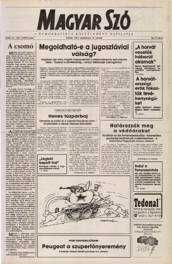 Magyar Szó, 48. évf. 1991. szeptember 13. 252. sz. 1–20. oldal