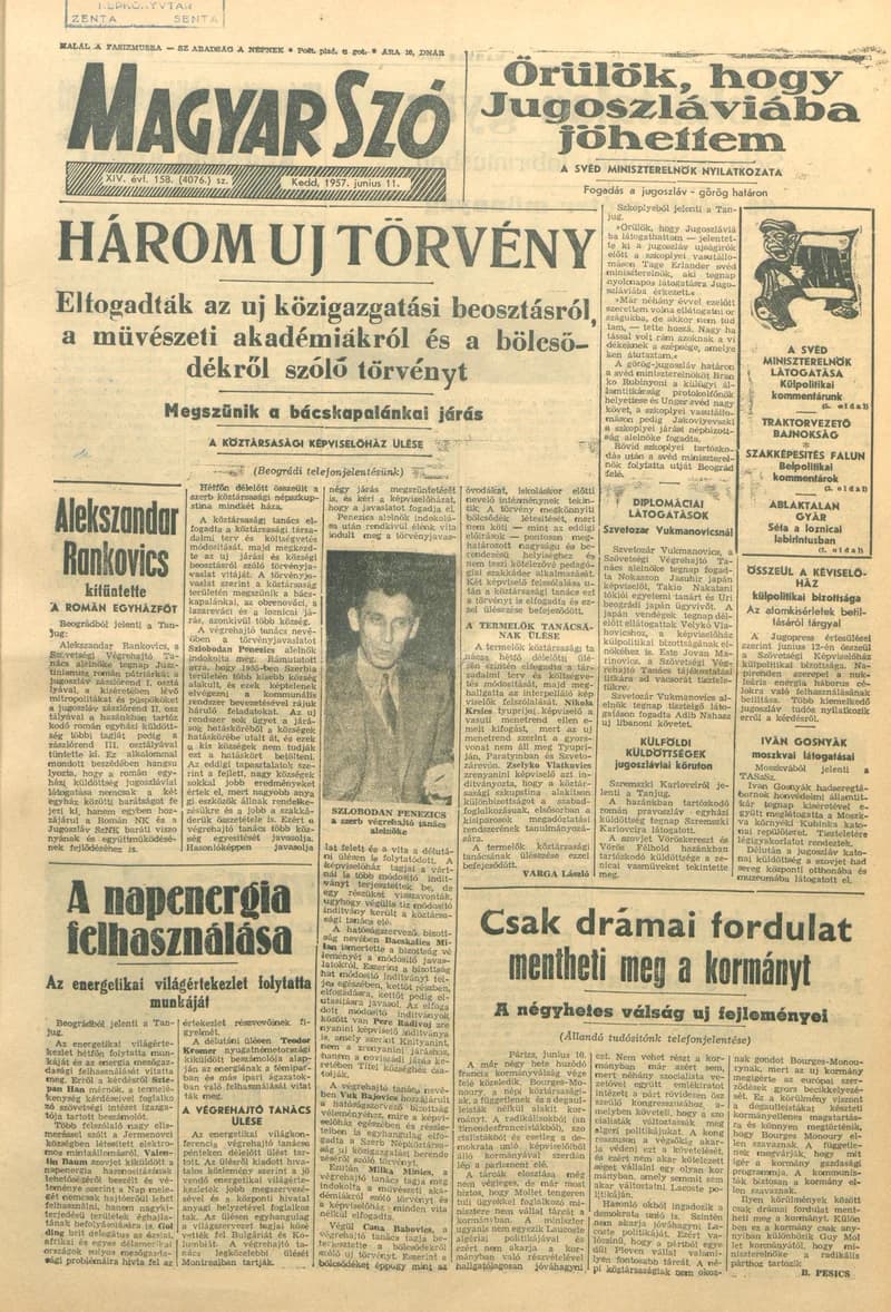 Magyar Szó, 14. évf. 1957. június 11. 158. sz. 1–8. oldal