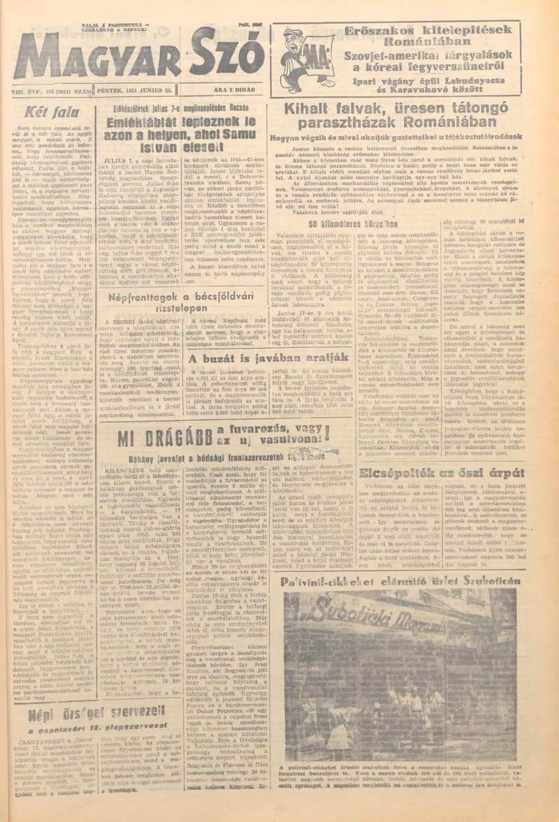 Magyar Szó, 8. évf. 1951. június 29. 152. sz. 1–4. oldal