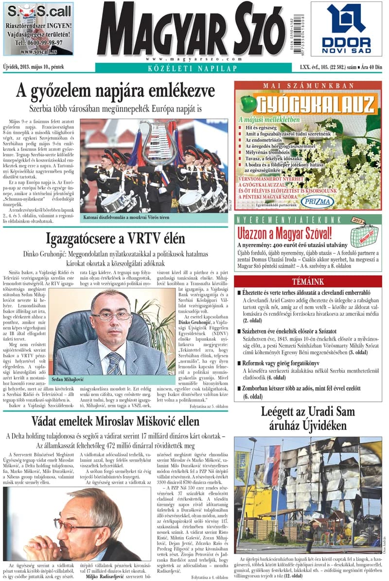 Magyar Szó, 70. évf. 2013. május 10. 105. sz. 1–20. oldal