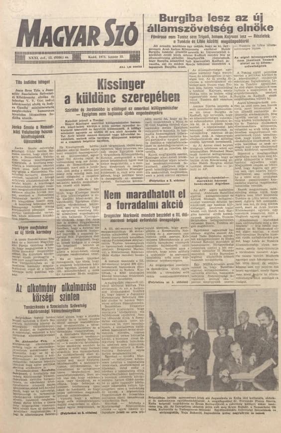 Magyar Szó, 31. évf. 1974. január 15. 13. sz. 1–20. oldal
