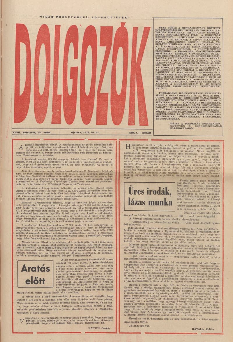 Dolgozók, 28. évf. 1974. június 21. 25. sz.