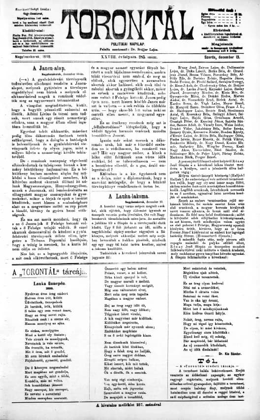 Torontál, 28. évf. 1899. december 13. 285. sz.