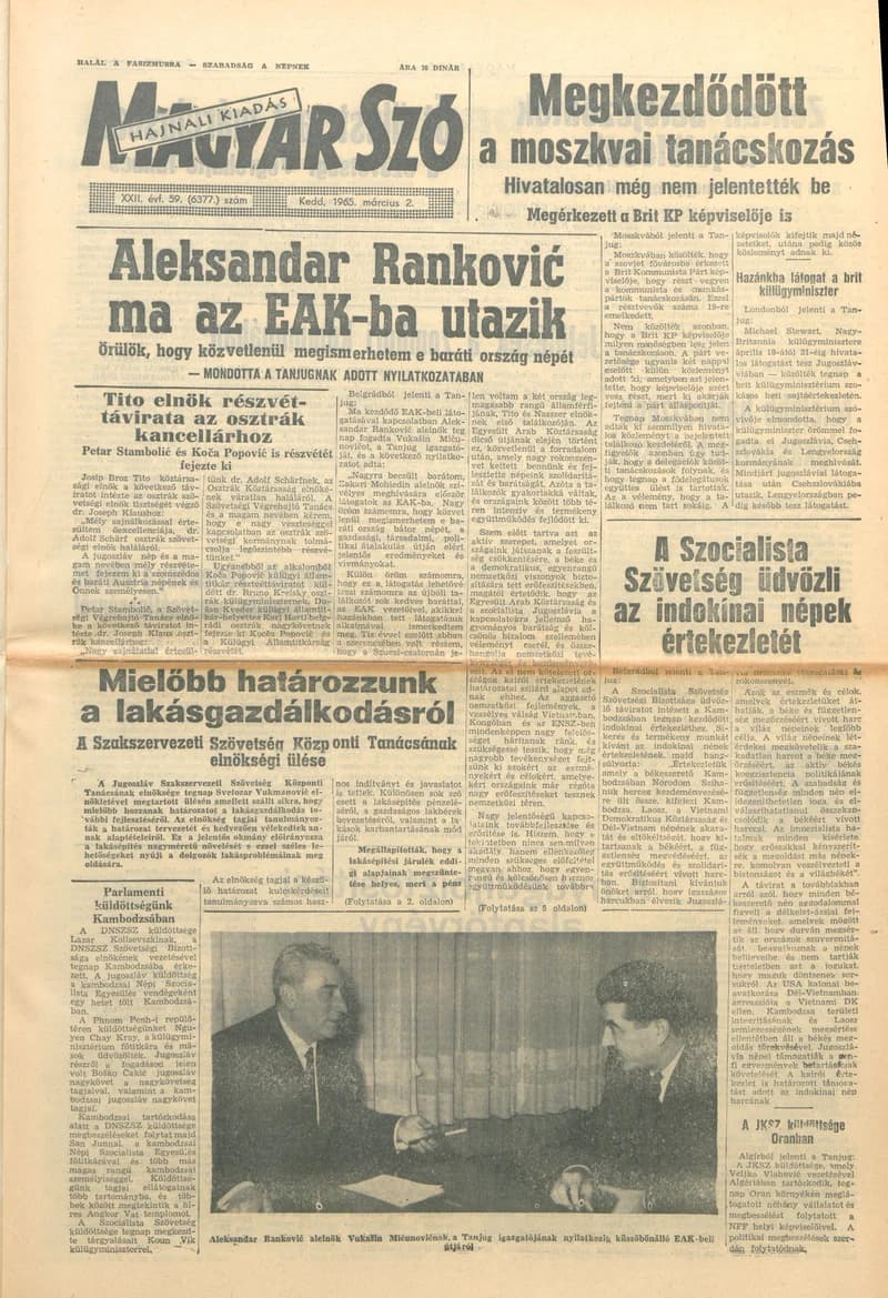 Magyar Szó, 22. évf. 1965. március 2. 59. sz. 1–16. oldal
